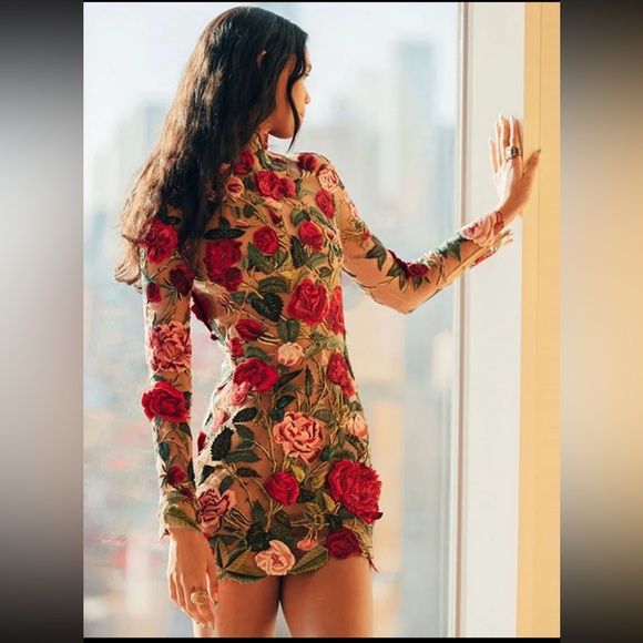 Bea Cali Luxury Dresses & Skirts - (Last 1)💗Celine Rose lace embroidered mini bodycon party dress